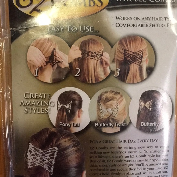 Bundle: 2 Double Stretchable Hair Combs & Rhinestone Tiara Headband - Picture 3 of 6